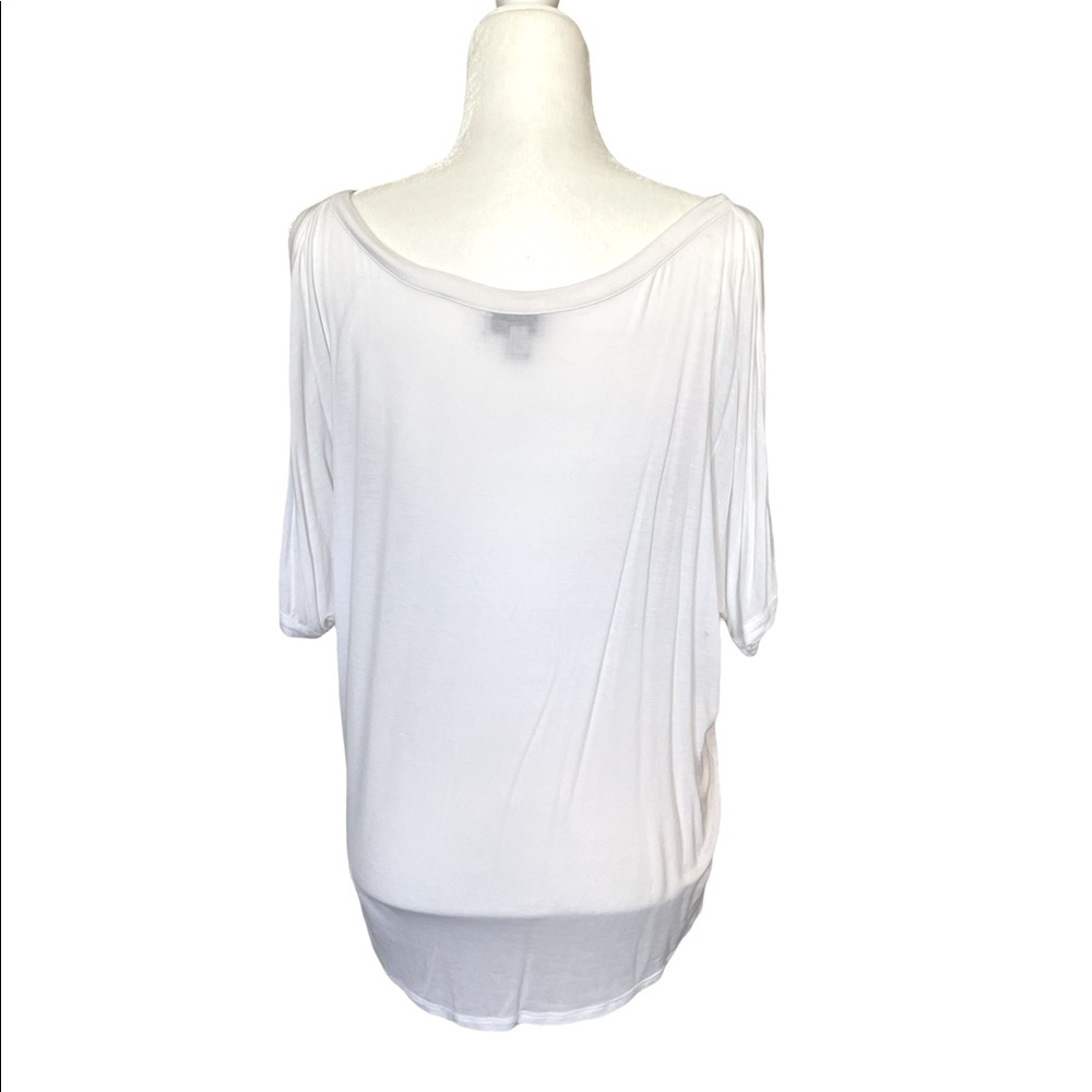 Bebe Solid White Medium Button Down Blouse - image 2
